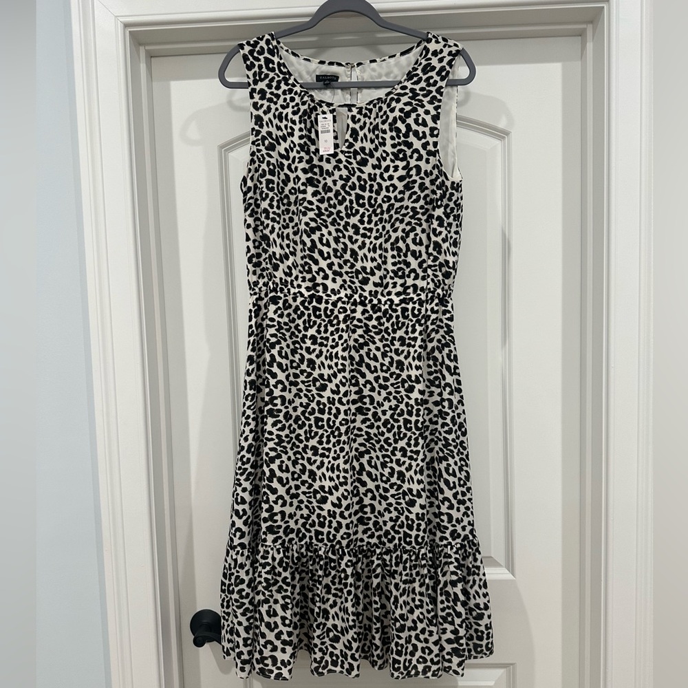 Talbots Size 10 Sleeveless Animal Print Spotted Dress.White/Black